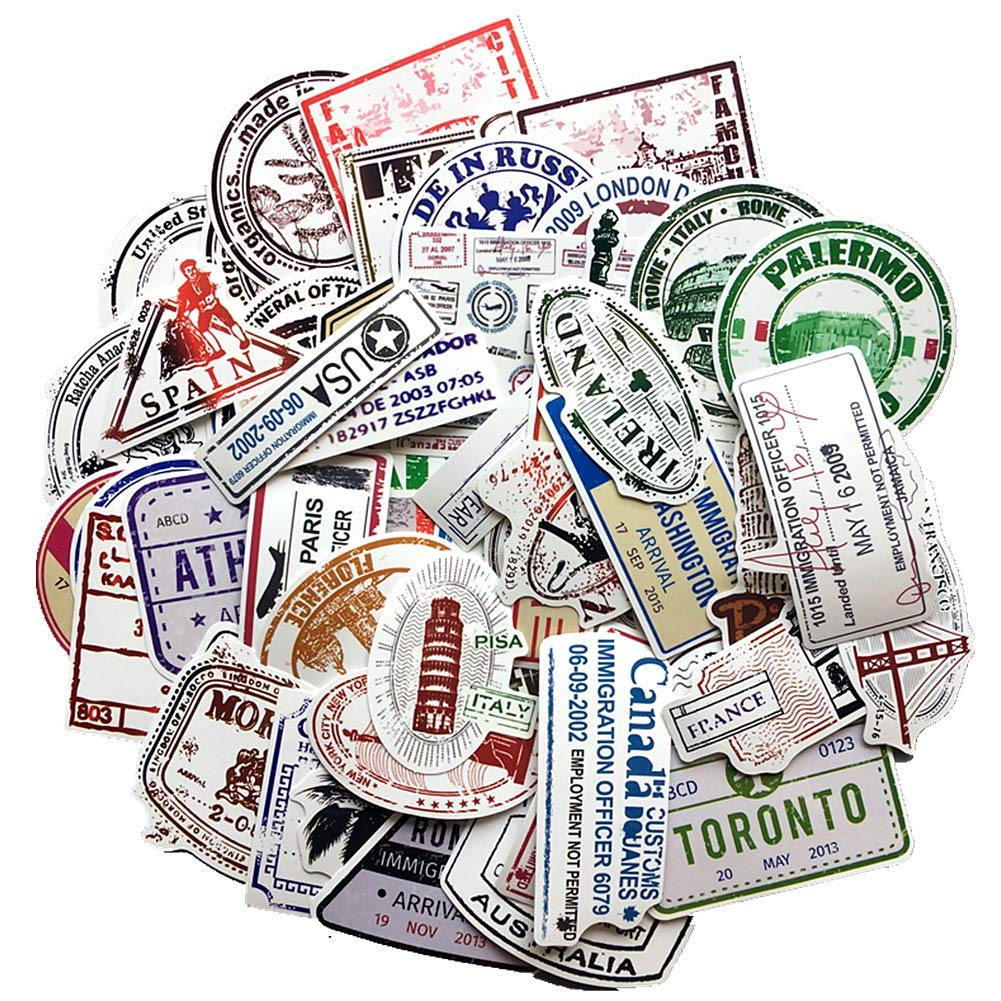 Vintage Travel Postmark Sticker Pack Of 60 Stickers Suitcase Stickers For Laptops Hydro Flasks Water Bottles Luggage