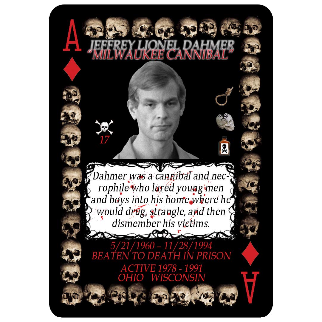 Serial Killer Cards Playing Cards - 54 Unique American Designs - Poker Size - Multicolor - Cardstock Material
