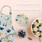 Pipoobear Kids Apron With Chef Hat For Boys And Girls Aged 2-6, Cute Toddler Aprons Set With Pocket For Cooking Baking Painting Gardening
