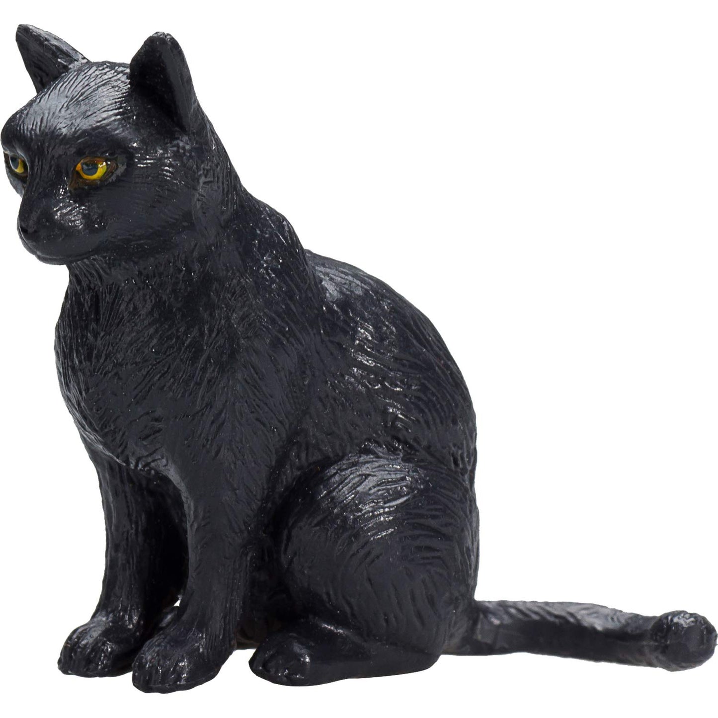 Mojo Black Cat Sitting Realistic Domesticated Animal Hand Painted Toy Figurine