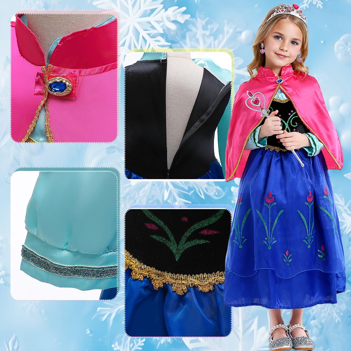 Luzlen Little Girls Princess Dress Halloween Cosplay Costume Kids Birthday Outfits Princess Fancy Dress, 5-6 Years(Label 130)