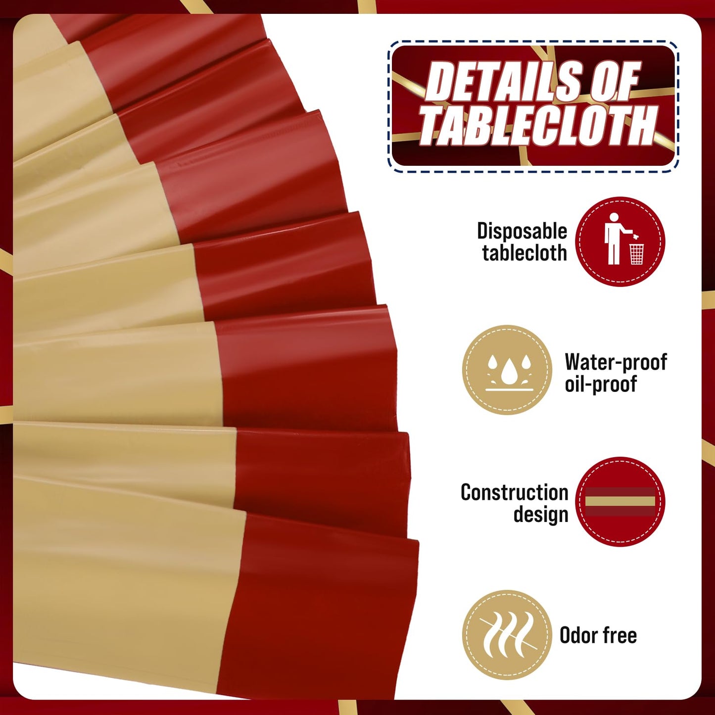 VitalCozy 3 Pack Disposable Plastic Tablecloth Plastic Table Runner Rectangle Table Covers for Graduation Wedding Birthday Party