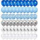 Oumuamua 62Pcs Blue Silver White Confetti Balloons Kit, 12 Inch White Royal Blue Metallic Silver Confetti Balloons For Boy Birthday Baby Shower Graduation Party Supplies