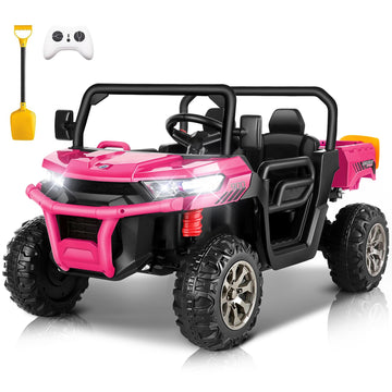 Hikole 24V Ride On Dump Truck For Kids With Remote Control, 2 Seater Ride On Utv With Dump Bed, Shovel, Led Light, Music, 3 Spee