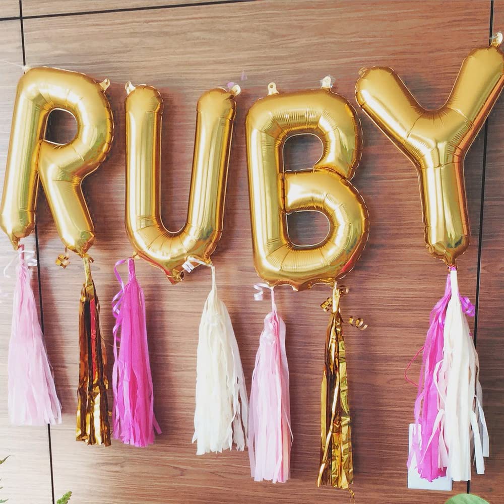 52 Pcs Gold Letter Balloons Foil Alphabet A To Z Balloons Diy Personalized Phrase Banner For Baby Shower Wedding Party Supplies