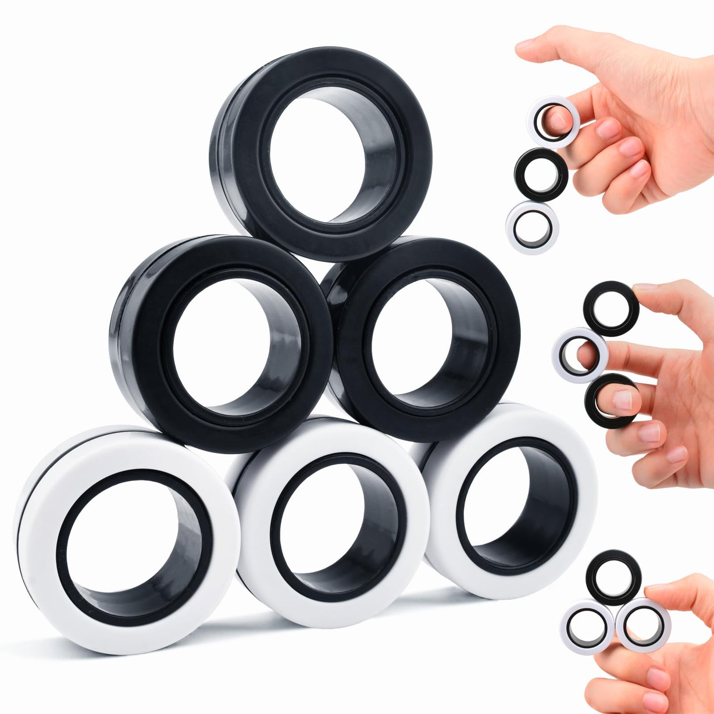 Cevioce 6 Pcs Magnetic Ring Fidget Toys Set,Easter Basket Stuffers Finger Spinner Pack For Teens Adults And Kids,Coolest Magnet For Adhd Anxiety Relief Toy For 8+ Year Old Boys Valentine'S Day Gifts