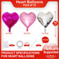 Hot Pink Heart Shaped Balloons Pack Of 12,18 Inch Silver Love Valentine Balloons Pink Heart Romantic Balloons For Valentines Day