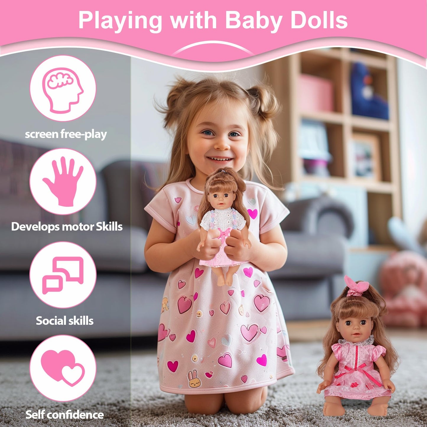 Artst Doll Clothes,12 Inch Baby Doll Clothes[6 Sets](Include 4 Hats + 1 Bowknot ) For 10 Inch Dolls /11 Inch Baby Dolls/ 12 Inch Baby Dolls