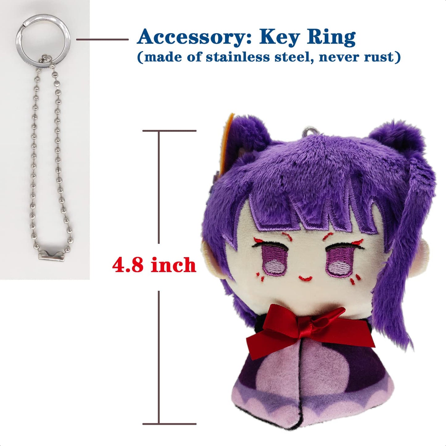 Kooliya Genshin Impact Plush Doll Figure - Raiden (4.8 Inch), Plushie Toys Keychain Anime Figure Soft Stuffed Collection Gift Fo