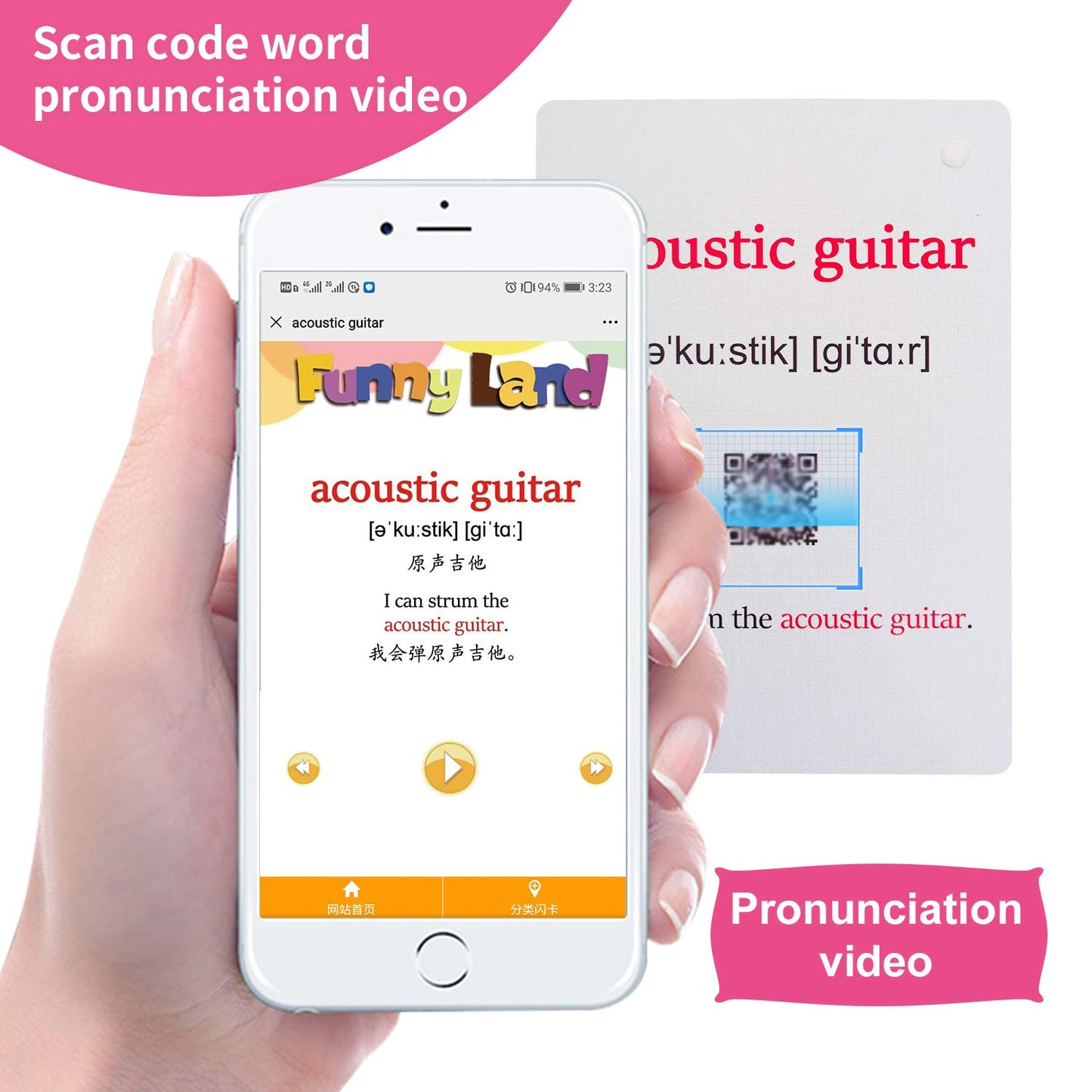 20PCS/Set Instrument Kids Gifts English Flash Cards Pocket Card Educational Learning Baby Toys for Children Pre-Kindergarten