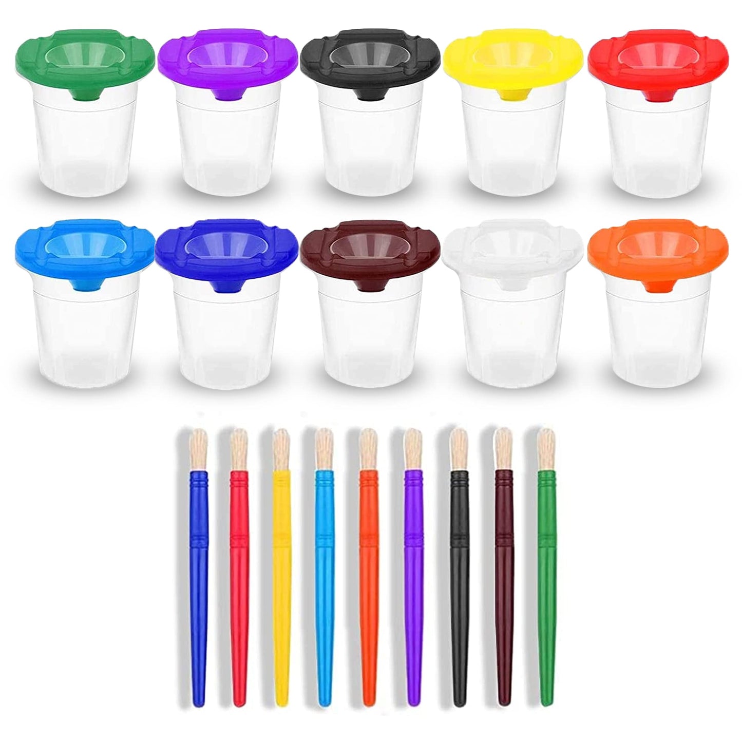 Paint Cups - Paint Cups with Lids for Kids with Toddler Paint Brushes, Paint Containers with Lids Toddler Art Supplies Paint Cup