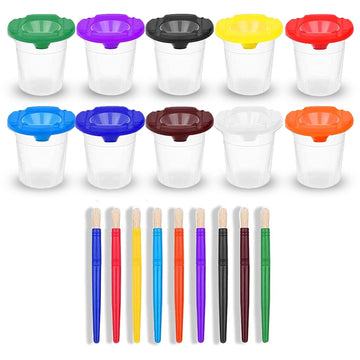 Paint Cups - Paint Cups with Lids for Kids with Toddler Paint Brushes, Paint Containers with Lids Toddler Art Supplies Paint Cup
