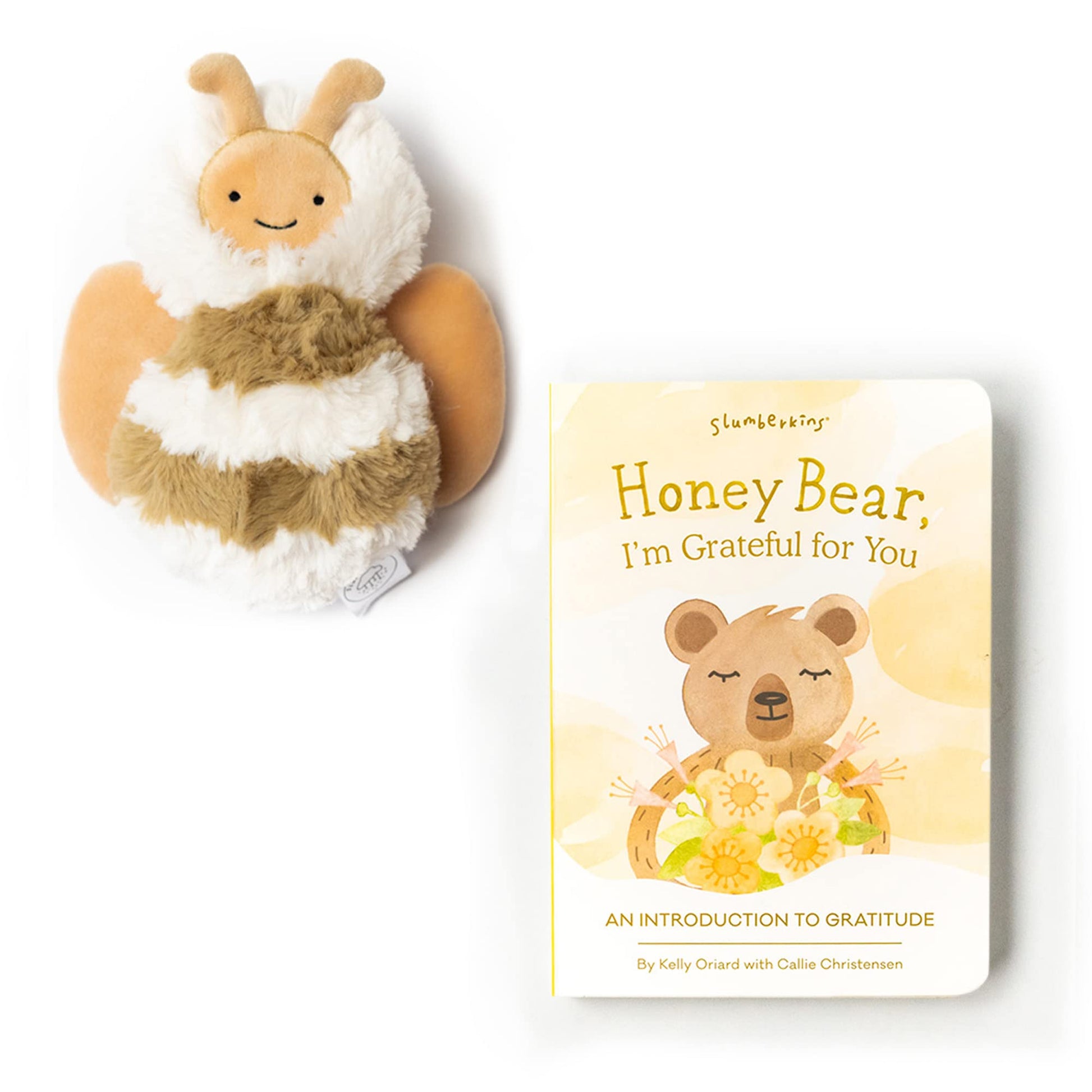 Slumberkins Honey Bear Board Book & Bee Mini | Teach Kids Gratitude & Support Emotional Intelligence For Ages 0+ (Bee)