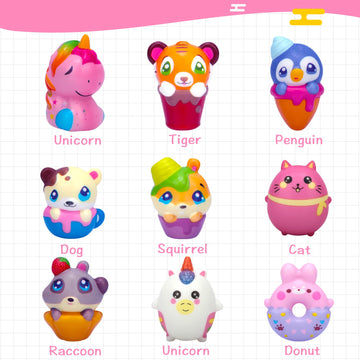 Pokonboy 30 Pack Kawaii Squishies Squishy Toys, Animals Squishies Cute Unicorn Donuts Slow Rising Creamy Scent Stress Relief Squishies Pack Party Favors Decorative With Key Chain