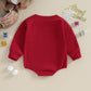 Fybitbo My First Christmas Baby Girl Boy Outfit Sweatshirt Romper Sweater Onesie Long Sleeve Bodysuit Fall Clothes (Red Embroide