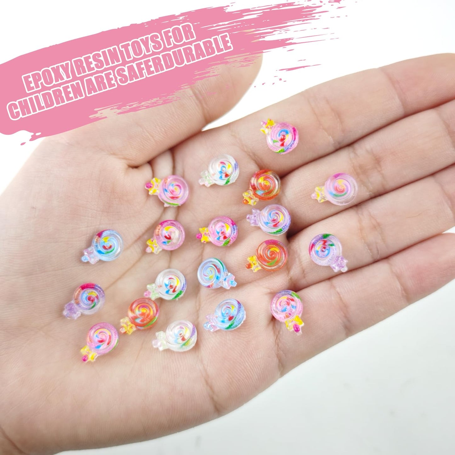 WOZADU 200 PCS Mini Resin Lollipop Figures for Crafts Tiny Resin Candy Miniature Things for Dollhouse Fairy Garden Micro Landscaping Decoration Cake Toppers Decor