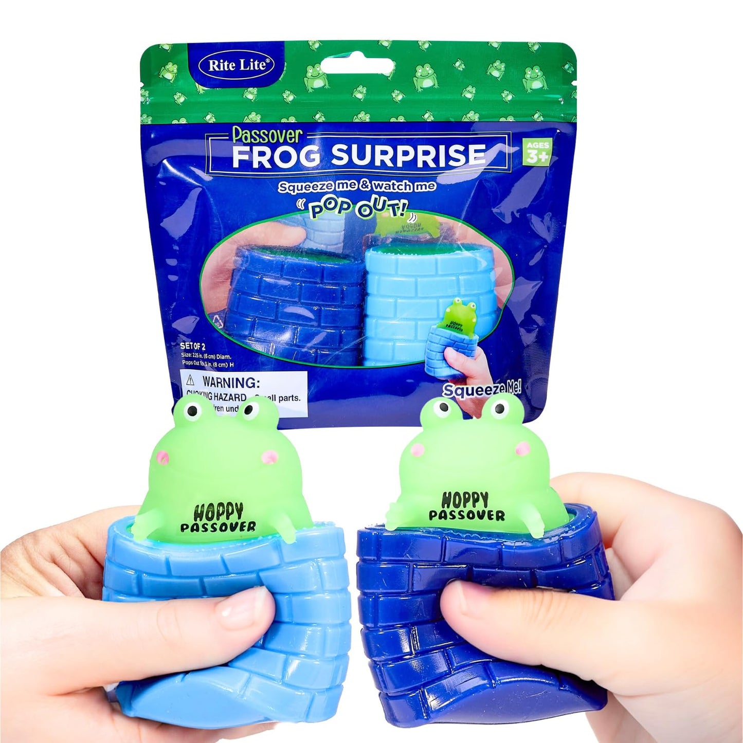 Rite Lite Passover Frog Gift Squishy Surprise Pops Out When You Squeeze! Fun & Addictive Squish Frog Pesach Seder Gifts Playful