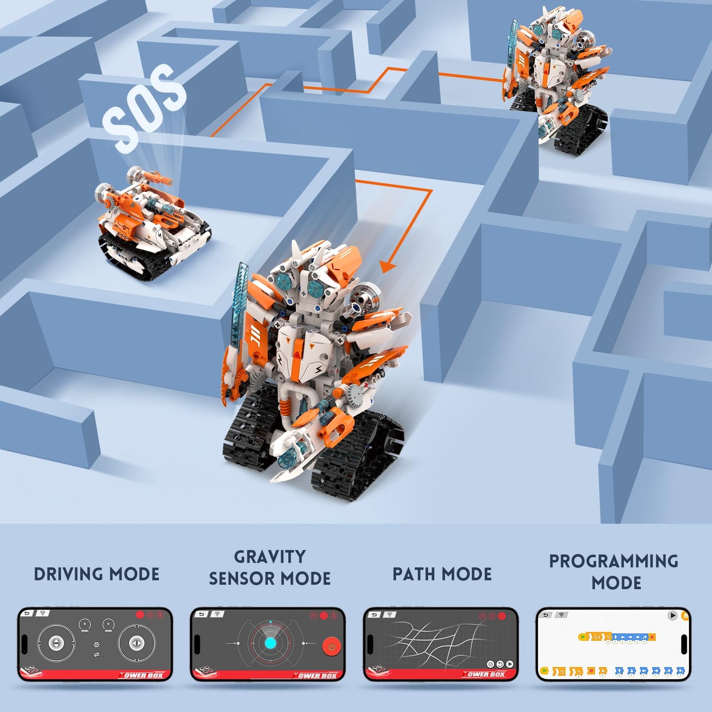 5 In 1 Stem Robot Building Kit, App & Remote Control Robot Rc Toy For Kids, 689 Pcs Building Blocks Set, Diy Engineering Robotic