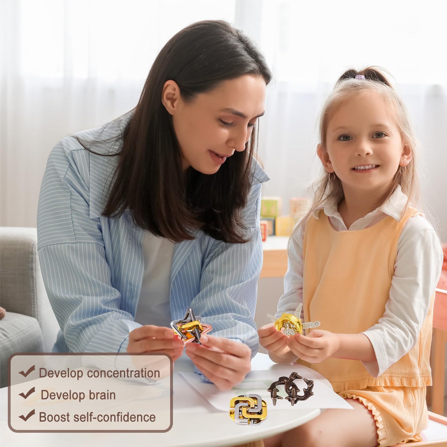 12 PCS Brain Teaser Puzzles Metal Puzzle Logic Metal Puzzle for mature-themed Lock Puzzles Gift for mature-themeds Teenagers Kids