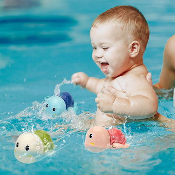 Padonise 3 Pack Bath Toys For Toddlers 1-3, Cute Swimming Turtle Bath Toys For 1 2 Year Old Boy Girl Gifts, Animal Floating Wind Up Bathtub For Kids, Preschool Toddler New Born Infant Water Pool Toys