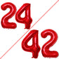 Goer Number 24 Balloons For 24Th Birthday Party Decorations,42 Inch Jumbo Foil Helium 42 Balloons For 42Nd Birthday Party Decoration (Red)
