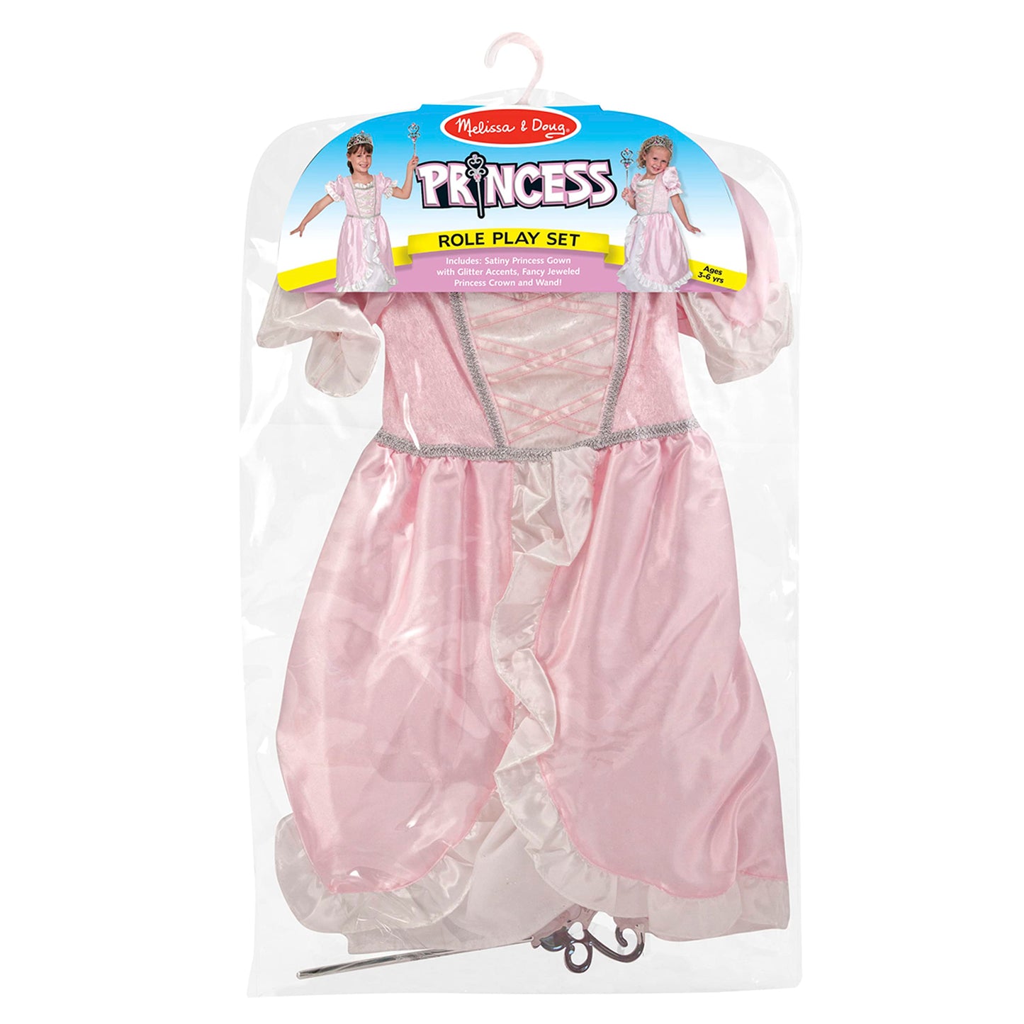Melissa & Doug Princess Role Play Costume Set (3 Pcs)- Pink Gown, Tiara, Wand