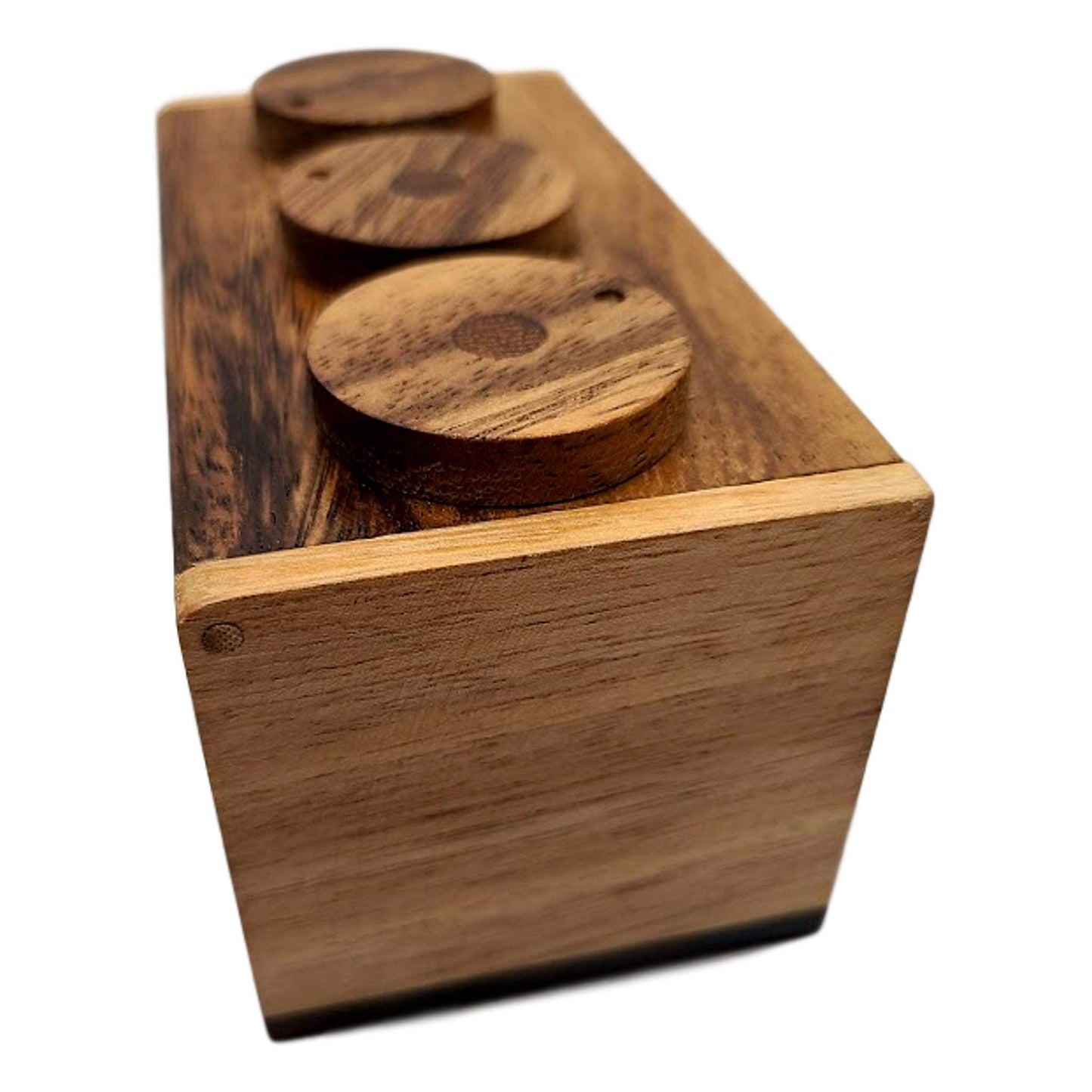 Playkids 3 Wheel Puzzle Box - Wooden Secret Lock Puzzle, Brown, Model: 3WheelPuzzleBox