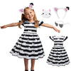 YODISON Cat Dollhouse Costume Ruffle Sleeve Casual Dresses With Headband Wallet And Glasses Halloween Birthday Party Outfits For