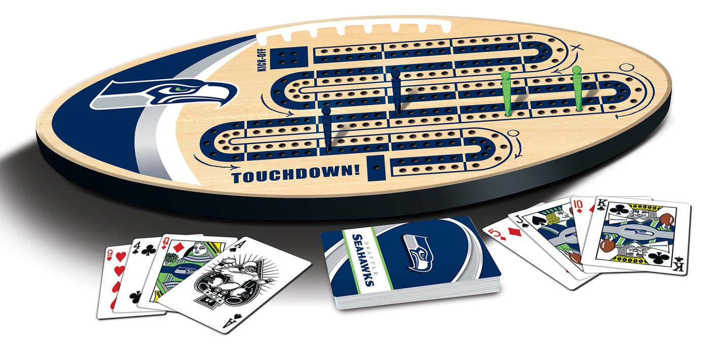 MasterPieces NFL Seattle Seahawks Cribbage Game, 14" x 40", Officially Licensed Team Logo, Team Color, Model 41963