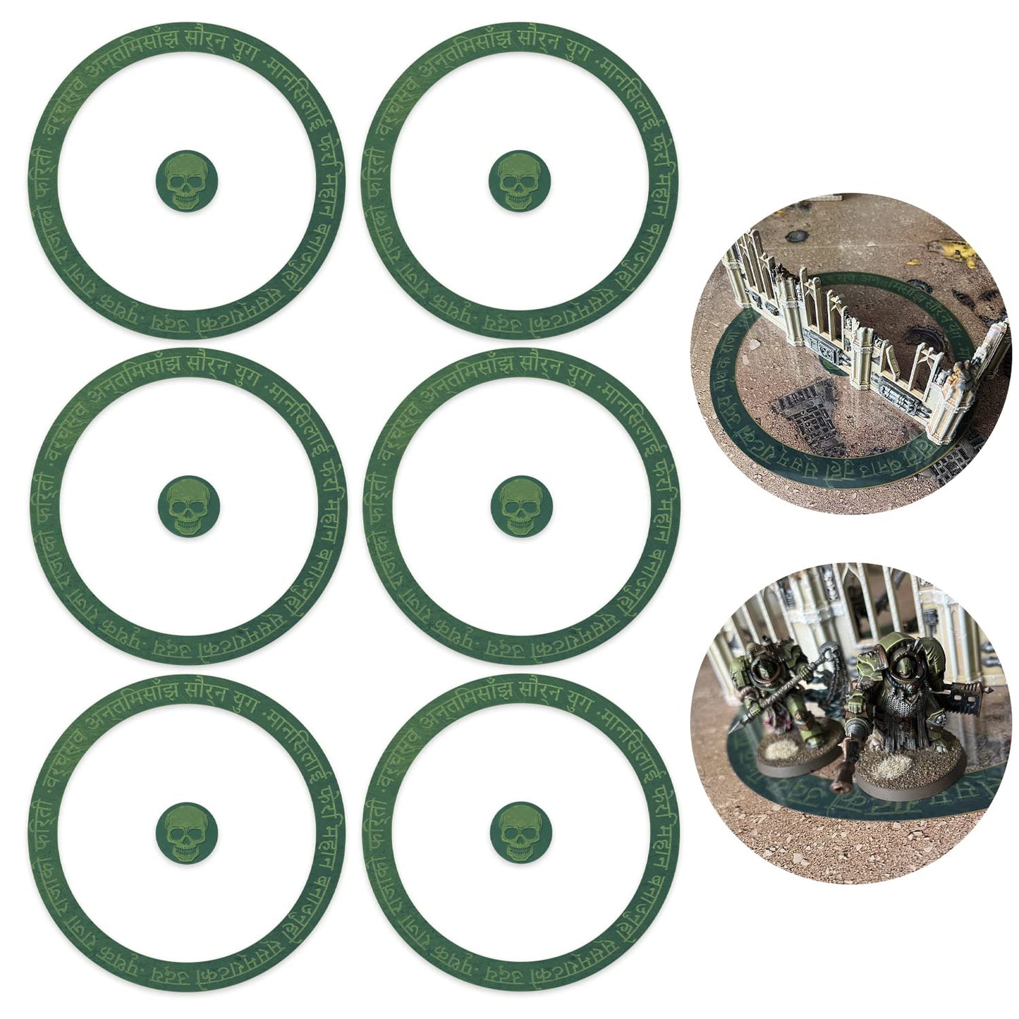 Jucoci Objective Point Markers Set of 6 - Green Plastic, Compatible with WH40k Wargame, One Size