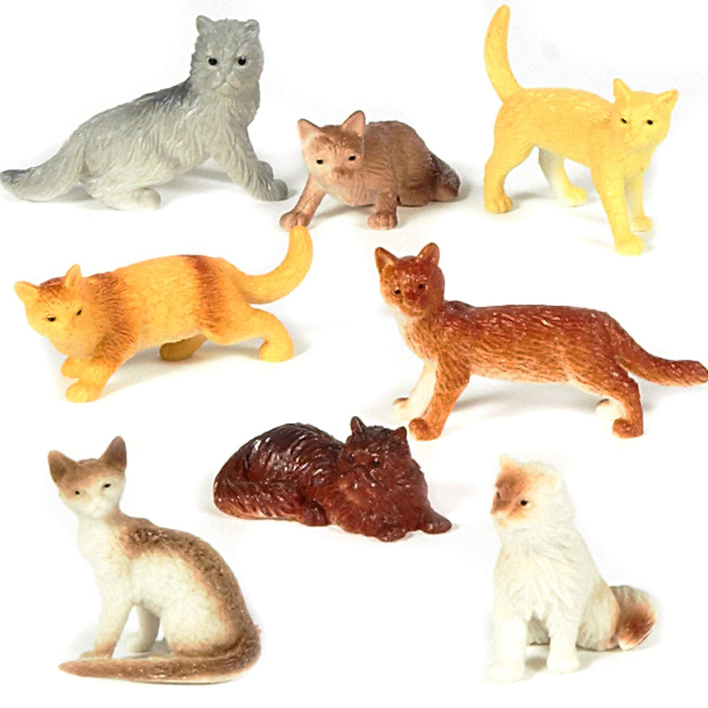 U.S. Toy Assorted Plastic 2'' Cat Figure Toys (12)