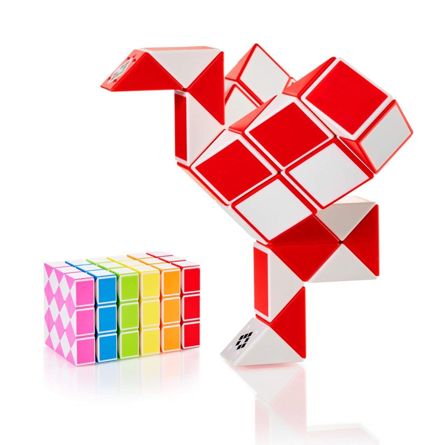 Cubidi® Magic Snake Cube | Fidget Snake Toy For Kids | Travel Toys For Kids Ages 4-8 | Great Gift For Boys And Girls Birthday, Christmas, Stocking Stuffers - 36 Blocks | 0.9 Inch X 0.7 Inch | Red
