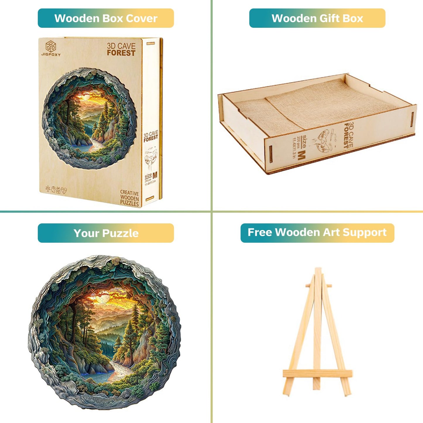 Jigfoxy Wooden Puzzle for mature-themeds  3D Visual Forest Wooden Jigsaw Puzzles for mature-themed  Unique Animal Shape Wood Cut Puzzles  Christmas Thanksgiving Gifts for Friends Family (L-13.4 * 13.3in-300pcs)