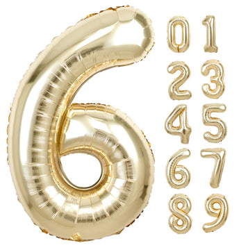 40 Inch Giant White Gold Number 6 Balloon, Helium Mylar Foil Number Balloons For Birthday Party, 6Th Birthday Decorations For Ki