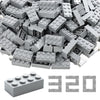 Wyswyg 2X4 Building Bricks 320 Pieces, Transparent Blue Bricks Bulk Kit, Basic Parts Accessories, Classic Creative Building Blocks Set, Compatible With Major Brands