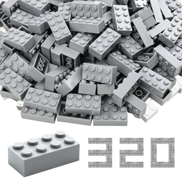 Wyswyg 2X4 Building Bricks 320 Pieces, Transparent Blue Bricks Bulk Kit, Basic Parts Accessories, Classic Creative Building Blocks Set, Compatible With Major Brands