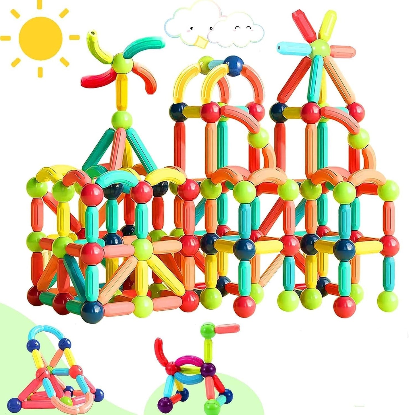 Zivora 36 Pcs Magnetic Blocks For Kids Montessori Educational Toy With Magnet Pop Tubes Balls Stem Building Construction Set Tod