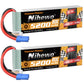 Nihewo 2Packs 3S Lipo Battery, RC Lipo Battery 11.1V 5200mAh 80C EC5 Connector Compatible with Arrma Axial 1/8 1/10 RC Car Truck