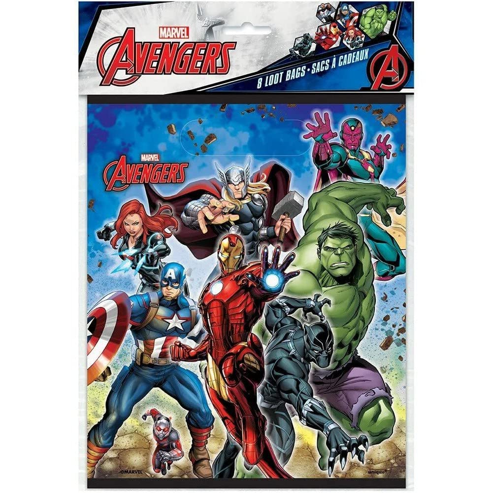 Unique Avengers Party Loot Bags - 9 x 7, 8 Pcs