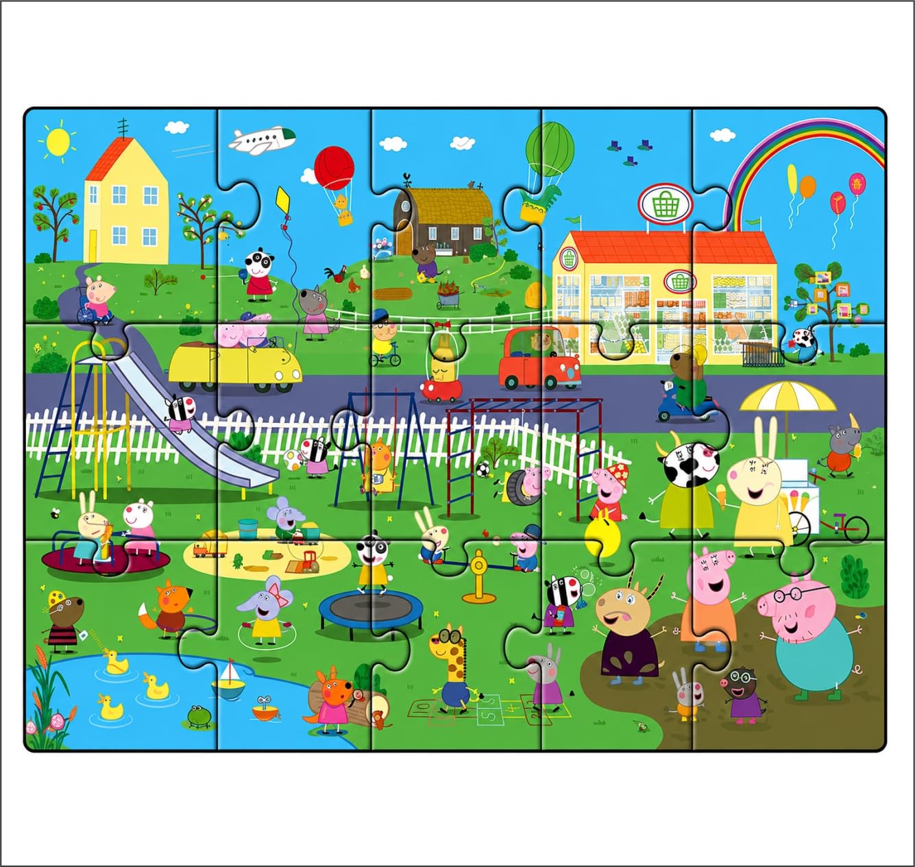 Peppa Pig PeppaS Playtime Wooden Floor Jigsaw Puzzle For Kids, 15 Large Pieces, Ages 3+