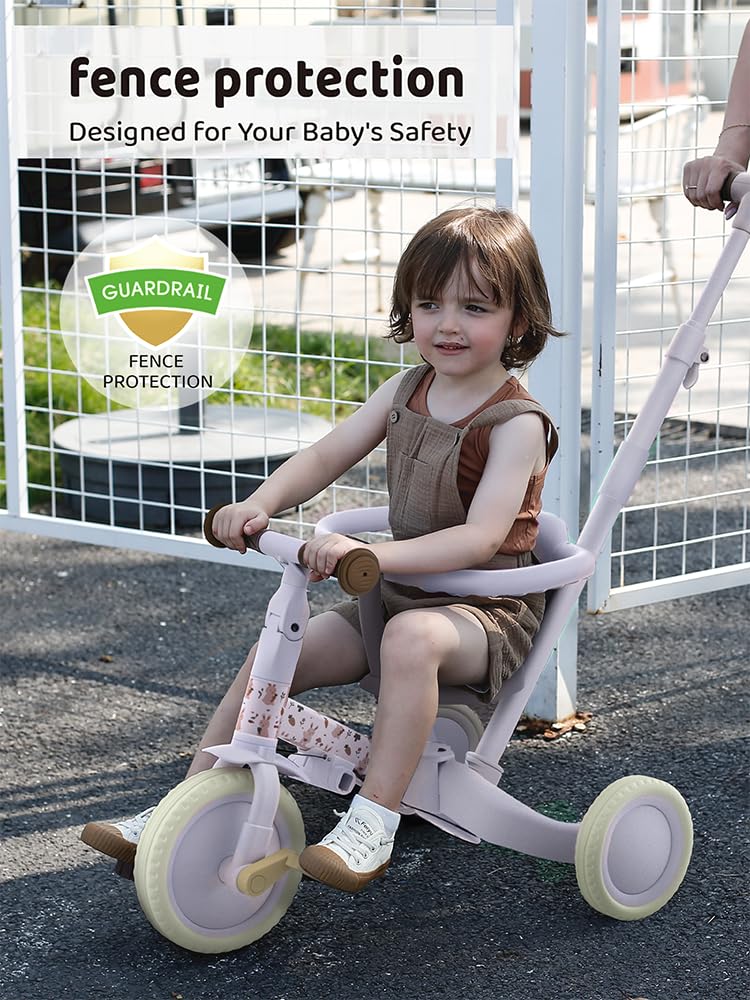 newyoo Lume TR008 Tricycle for Toddlers 1-3, 5-in-1 Push Bike, Carbon Steel, Lilac, Medium Size