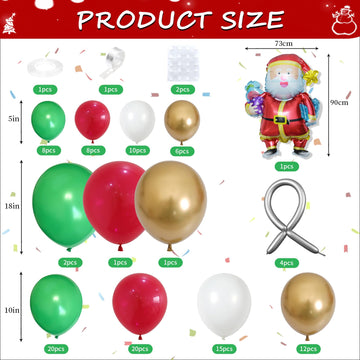 Christmas Balloon Arch Kit, Xmas Red Gold White Green Balloons Christmas Balloon Garland Arch Kit With Bell Balloons 40 Inch San