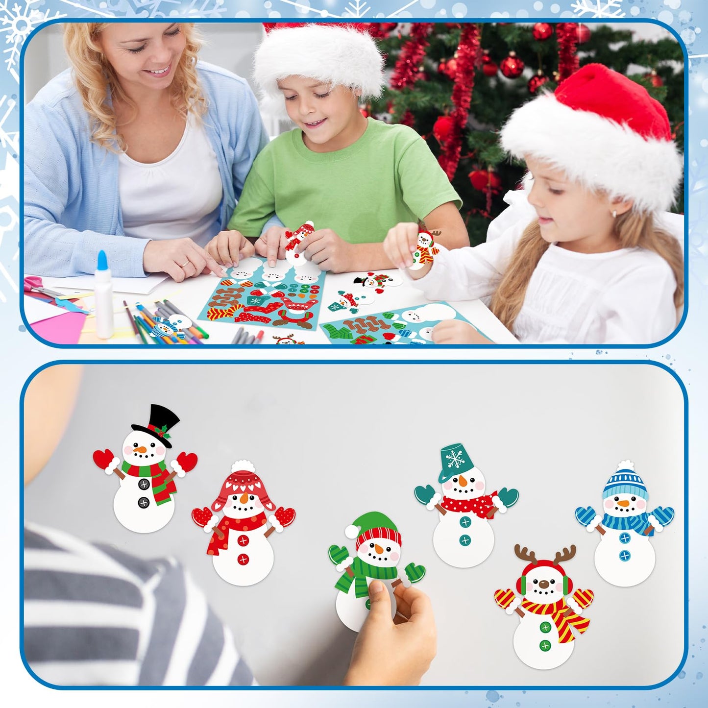 Frienda 24 Pcs Snowman Stickers Crafts for Kids Make a Snowman Stickers Christmas Winter Holiday Craft Games for Xmas Holiday Pa
