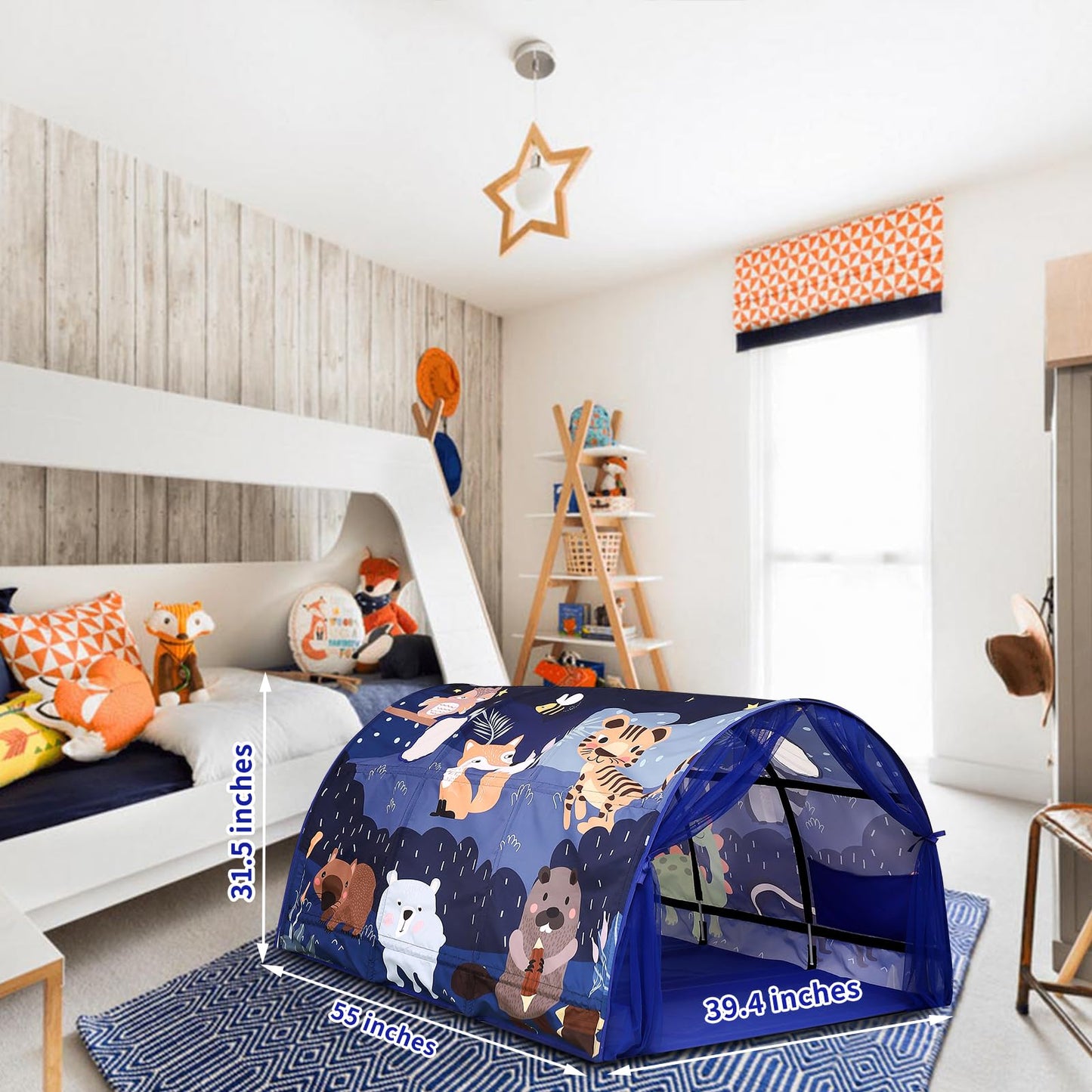 Crawlbo Kids Bed Tent Twin Beds -Zoos Wonder Play Tents Boys Girls Ventilated Indoor Play Tent Children Promotes Independent Pla
