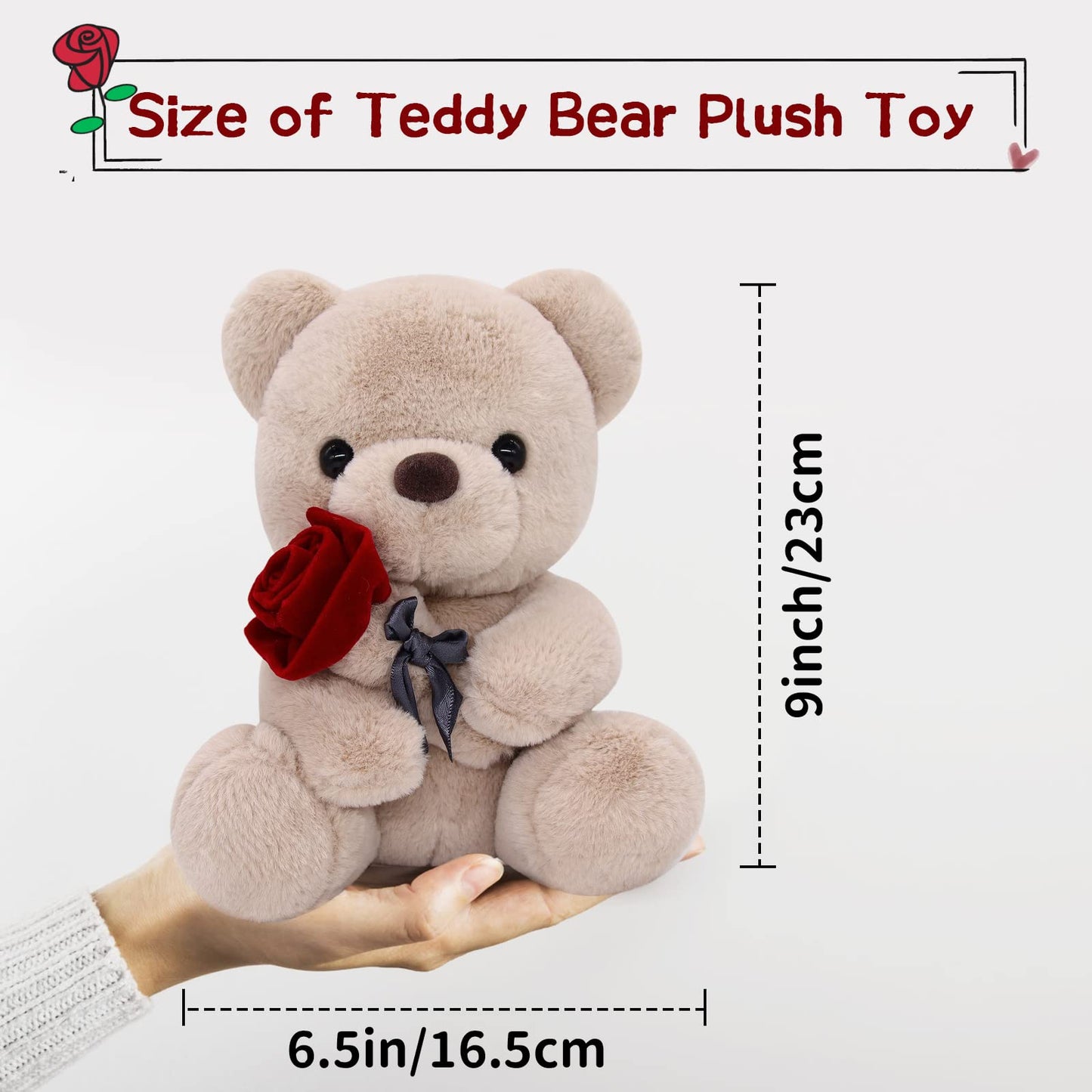 Lsydcarm Teddy Bear Stuffed Animals With Rose, 9Inch Valentines Day Teddy Bear, Valentines Day Gift For Girlfriend Boyfriend Kid