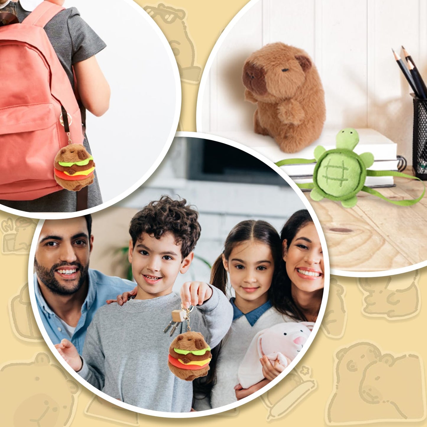 Chdblock 2 Pcs Capybara Plush Keychain Toy, Capybara Stuffed Animals, 7.3 Inch Capybara Plush Toy, Capybara Pendant For Backpack