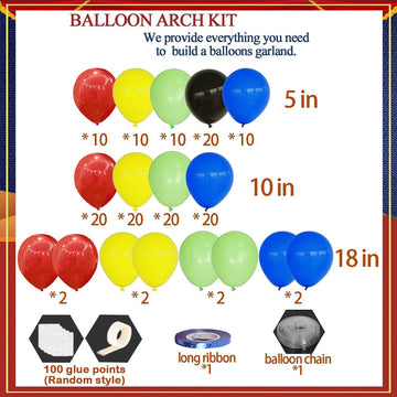 Superhero Theme Balloons Garland Kit With Red Yellow Blue Green Black Balloons For Kids Avenger Iron Spide Man Birthday Party Favor Supplies