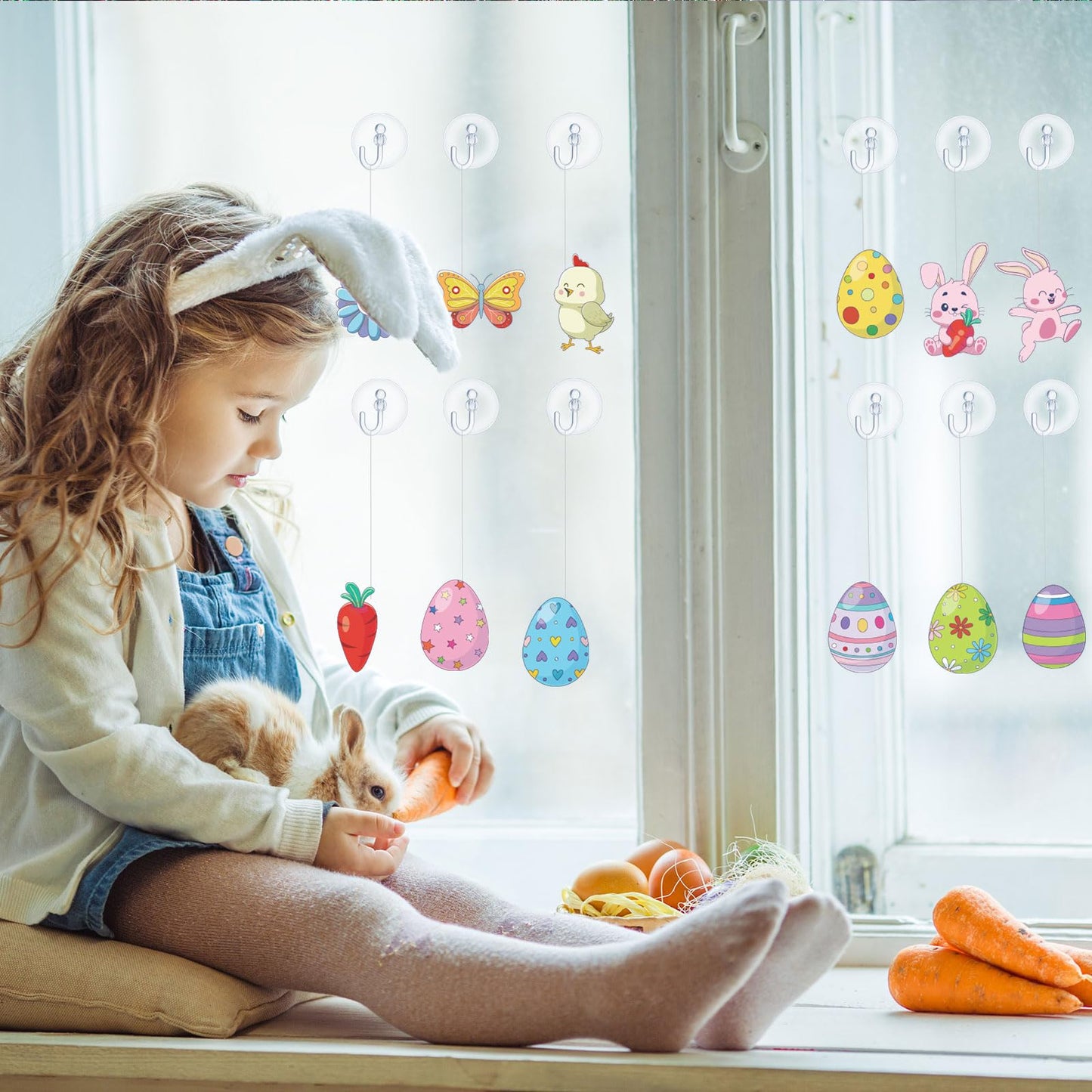 Lewtemi 36 Pcs Easter Window Art Craft Kit Holiday Suncatchers Craft Kits DIY Easter Crafts Make Your Own Suncatcher Paint Sun C