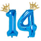 14 Number Balloon Blue 40 Inch Big Foil Crown Helium 14Th Balloons For 14 Year Old Boy Girl Birthday Party Decorations Wedding A