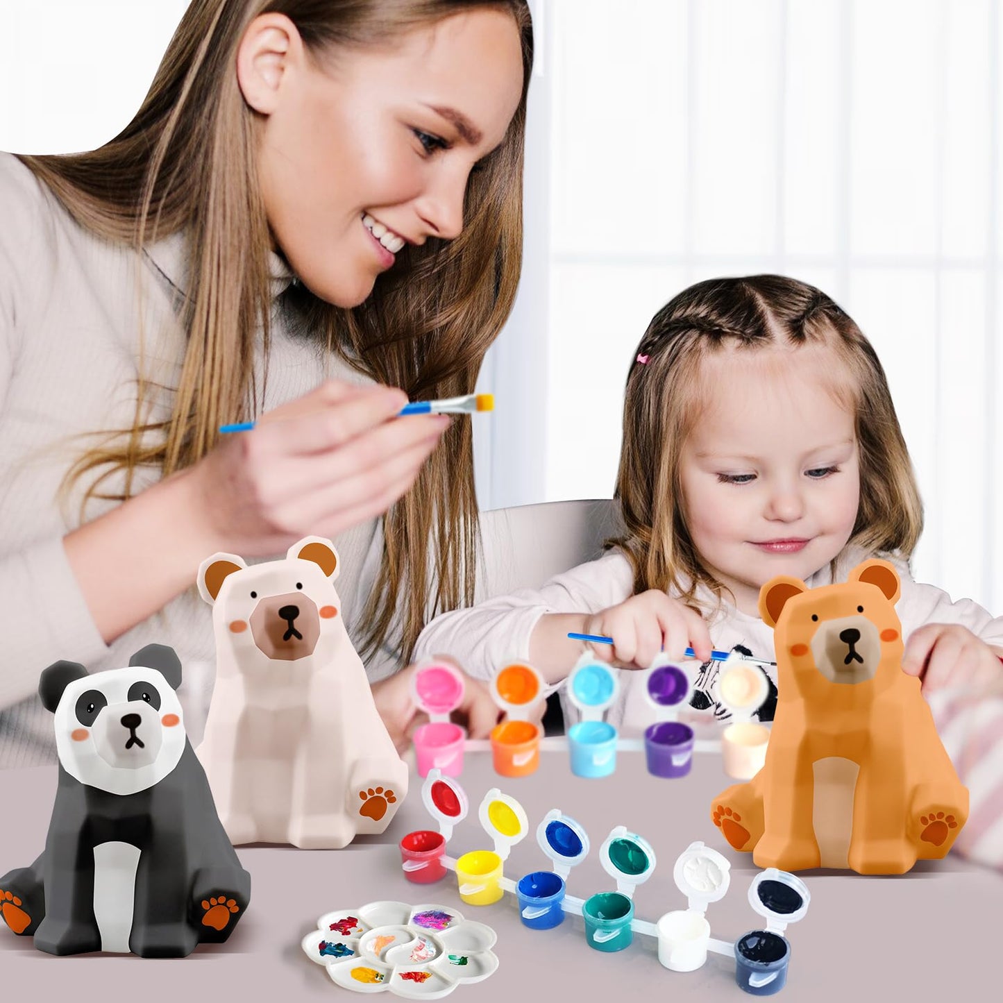 Goodyking Paint Your Own Bear Lamp Kit, DIY Geometric Bear Night Light, Arts & Crafts for Kids Ages 8-12, Painting Kit for Girls